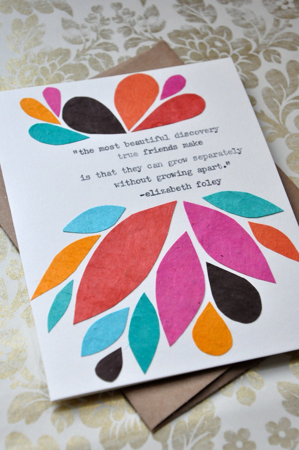 Birthday Card Handmade Greeting Card Friendship Quote