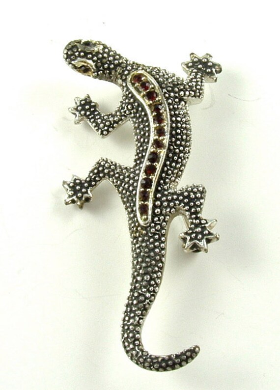 Signed Lizard Brooch Designer Vintage Jewelry Emmons Couture