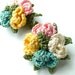 Handmade Earrings Vintage Jewelry Crocheted Flower Bouquet Textile Clip Earrings, FREE Domestic Shipping