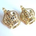 RESERVED Vintage Earrings Fit for a Queen Crowns Gold Tone with Rhinestone Earrings ((Free Shipping USA))
