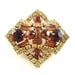 Art Deco Honey Amber Citrine Rhinestone Brooch Lemon Yellow Tiered Glamour, FREE US Shipping