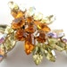 Rhinestone Brooch, Vintage Bridal Jewelry Large Pastel Lemon Citrine Yellow Tangerine Orange Aurora Borealis Glamour