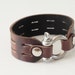 Brown Leather Cuff Leather Bracelet with Stainless Horse Shoe Clasp