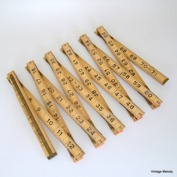 Tape Measure Vintage 6 ft Folding Wood and Brass Tape Rule