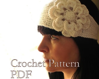 PATTERN - Head Band With Flower Crochet Pattern