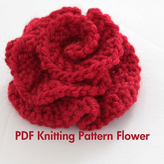 PATTERN Knitted Flower PDF Pattern Very Easy Photo Tutorial Flower knitting patterns