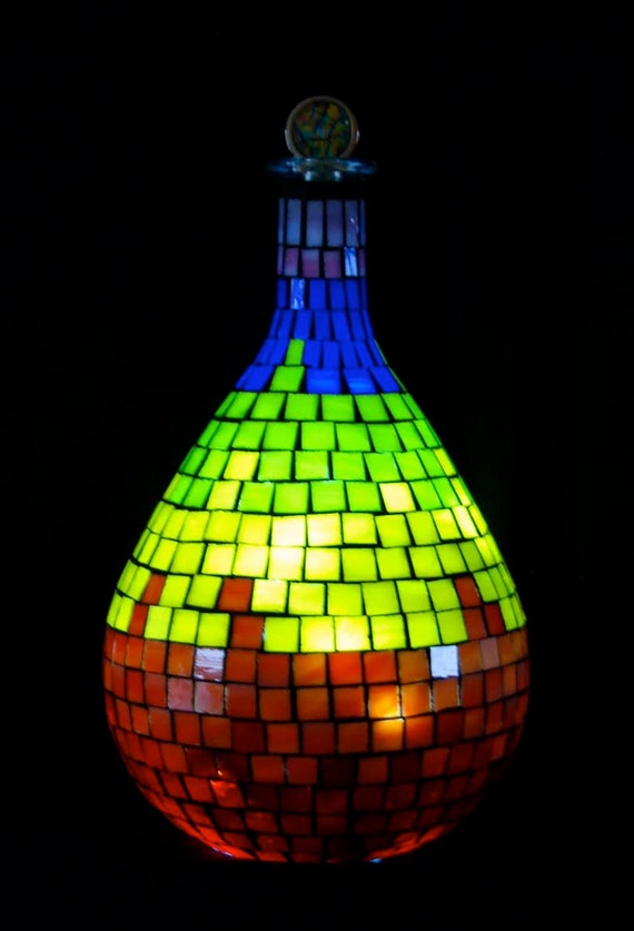 Rainbow Stained Glass Mosaic Night Light