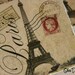 Set of 4 PARISIAN Tumbled Marble Vintage French Postcard Eiffel Tower Coasters