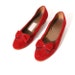 SALE Cranberry Corduroy Bow Flats Size 7.5