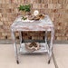 Chic White - Prairie Country Cottage - Upcycled - Vintage Media Cart - End - Side Table - Nightstand - Casters