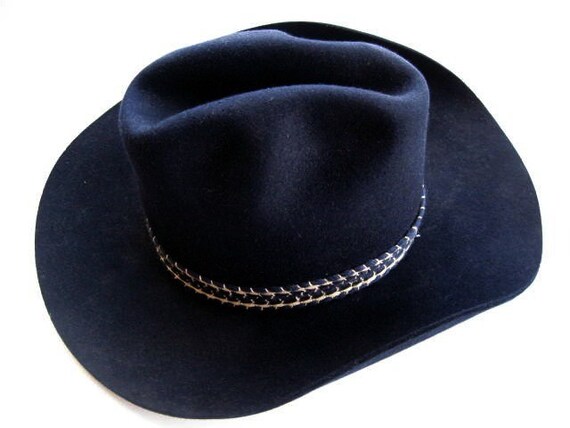 navy blue felt cowboy hat