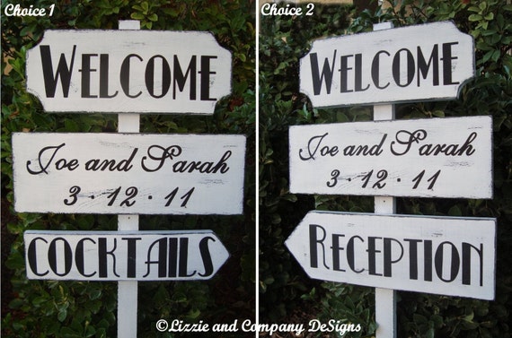 Personalized Directional Wood Wedding Signs Welcome