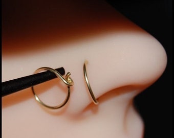 Gold Nose Hoop 14K Solid - Yellow - CUSTOMIZE