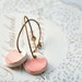 Brass and Porcelain Earrings - Pink Dots in Pastel Pink - Only One Pair