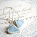 Blue Hearts Earrings - Sterling Silver Hoops, Pastel Blue Glaze Porcelain Clay Hearts - ready to ship