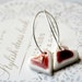 Red Hearts Earrings - Sterling Silver Hoops, Porcelain Clay Crimson Hearts - Last pair