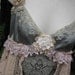 reserved for TONIA... SALE.. Vintage Kitty... tea stained, lacey embroidered cami, dark sage green and ecru ... Med - LARGE