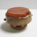 Antique Victorian Cuff Button Orange Art Glass Collar Stud Gold Filled Single C1875