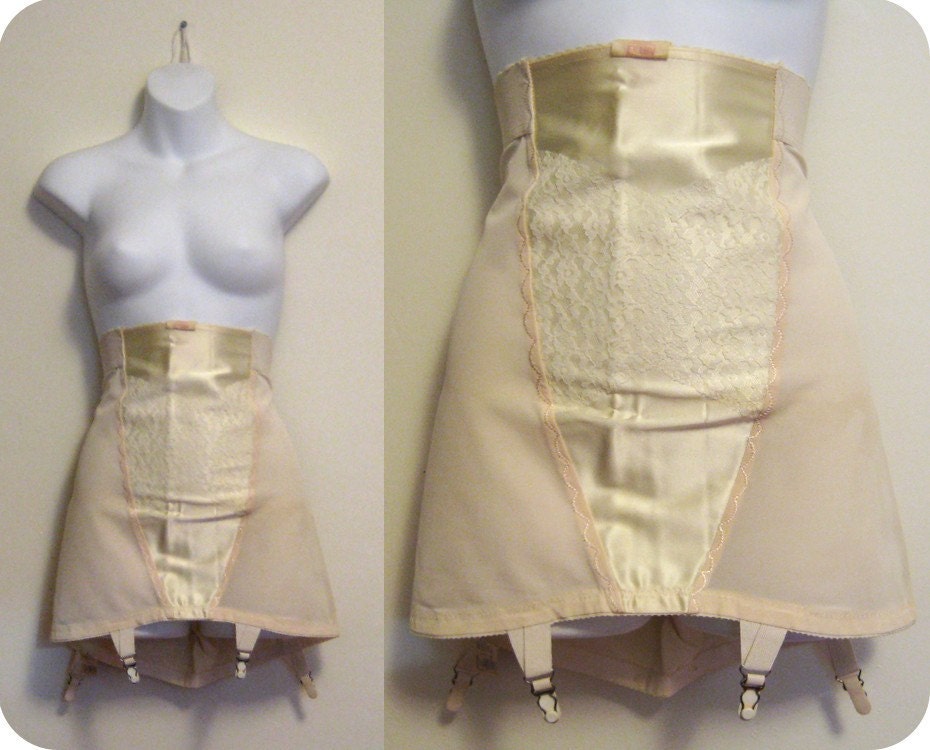 40s Satin and Elastic Girdle with Garter Snaps