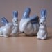 Occupied Japan Blue and White Porcelain Rabbit Family