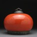 Ceramic lidded jar,Red Orange Raku Jar with lid, art pottery,wheel thrown,handmade