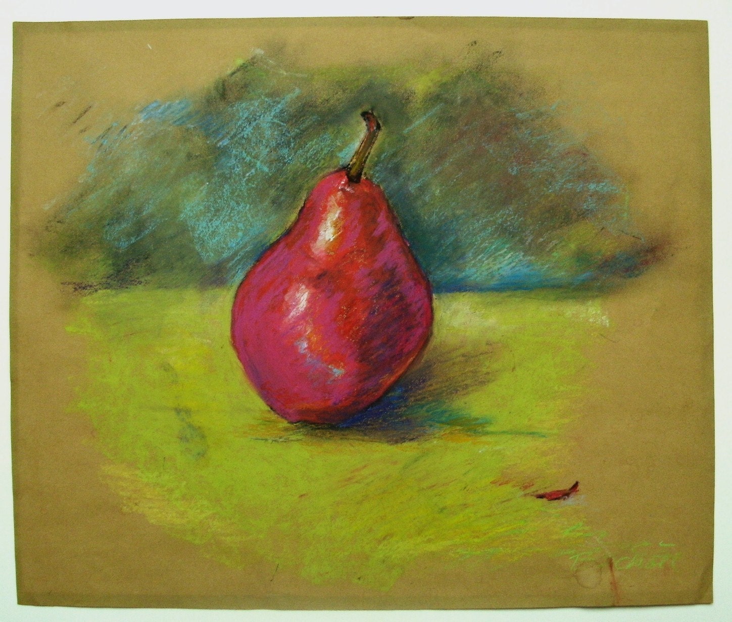 Drawing Pear in Oil Pastel by sumacstudio on Etsy