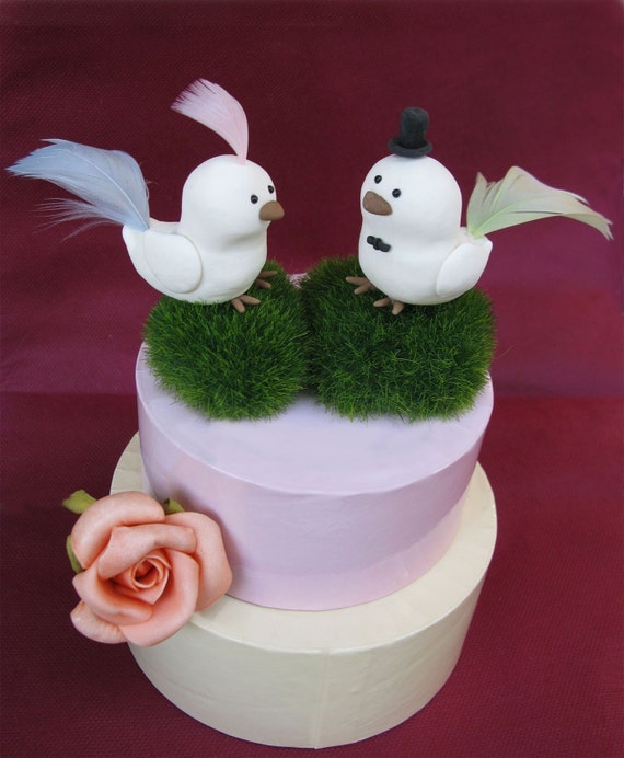 Elegant cute Love birds wedding cake toppers
