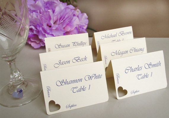 Wedding place cards escort cards seating cards heart