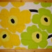 Marimekko Big Unikko Fabric, Yellow Lime Green ,Maija Isola, Finland 31x43"