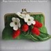 Clutch STRAWBERRY Fields Forever Felted with Strawberry Corsage Saint Patrick's Day