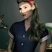 Button down Dress in pink or navy polka dots mad men style fifties dress - JOAN style