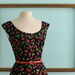 Cherry Print dress SAMPLE SALE scoop neck keyhole back cinched waist button front pleated skirt - MICHELLE style