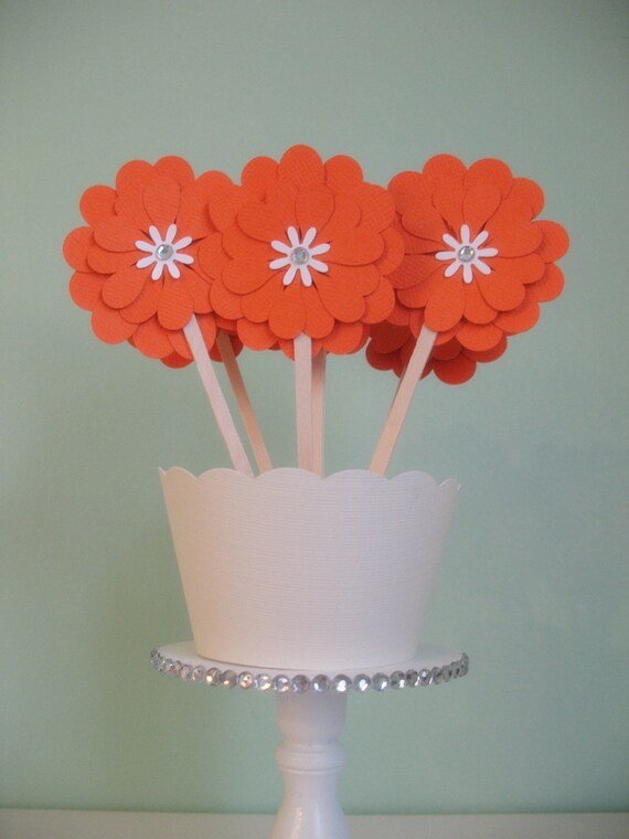 12 Betties Cupcake Toppers - Orange Il_570xn
