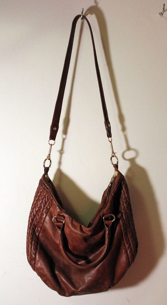 LARGE slouchy shoulder bag // long strap and fold over handles