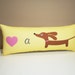 Dachshund Pillow - Love a Doxie Wiener Dog Whimsy Tube Pillow - Modern Cute Dog Decor Yellow Pink
