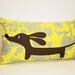 Dachshund Wiener Dog Pillow - Doxie in the Modern Sunshine Garden Decorative Pillow