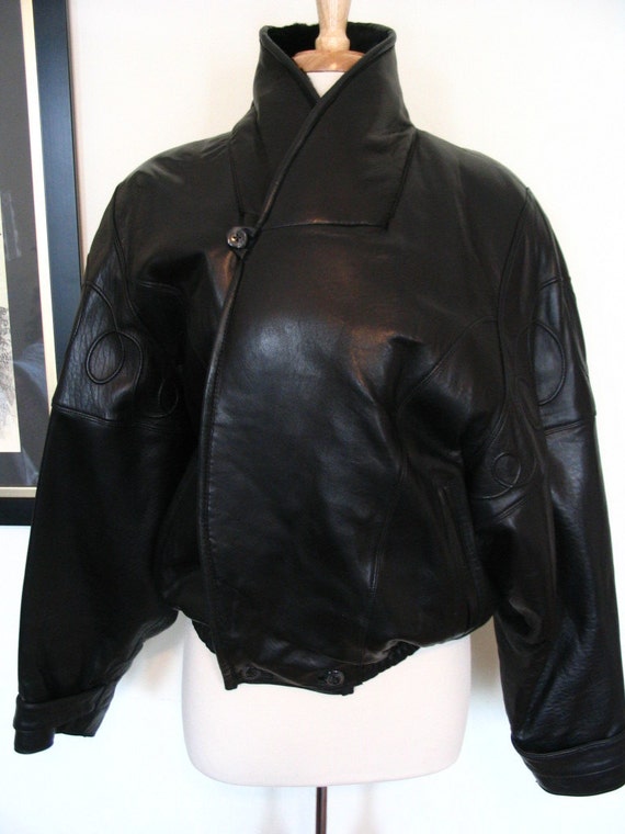 Marc Buchanan Pelle Pelle Black Calfskin Bomber Jacket Size M