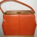 RESERVED for Floribo Fabulous Orange Vinyl Frame Bag with Wooden Bar Top and Retro Lining