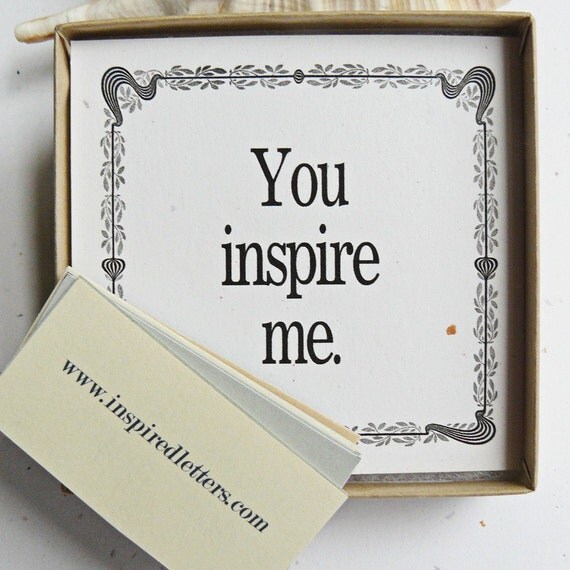 Items similar to Card and Quote Set YOU INSPIRE ME Card ...