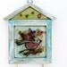 Fused glass Key Hanger , decorative red bird wall Hanging