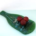 Fused Glass Flattened Melted Bottle recycled upcycled Cheese , Cracker Tray or well art hanging