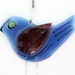 Suncatcher Windchime Mobile - fused glass purple pink bird