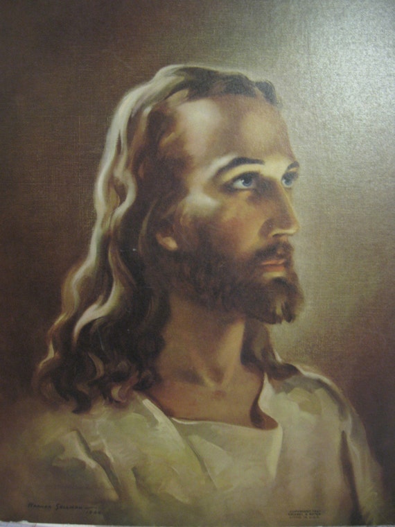 Head of Christ Litho Art Artwork Lithograph by VintageVocation