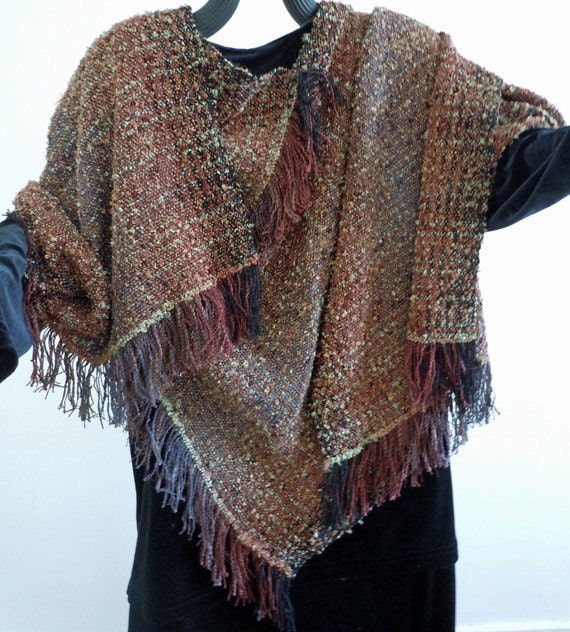 Ruana Handwoven Amber and Periodot Soft and Draping
