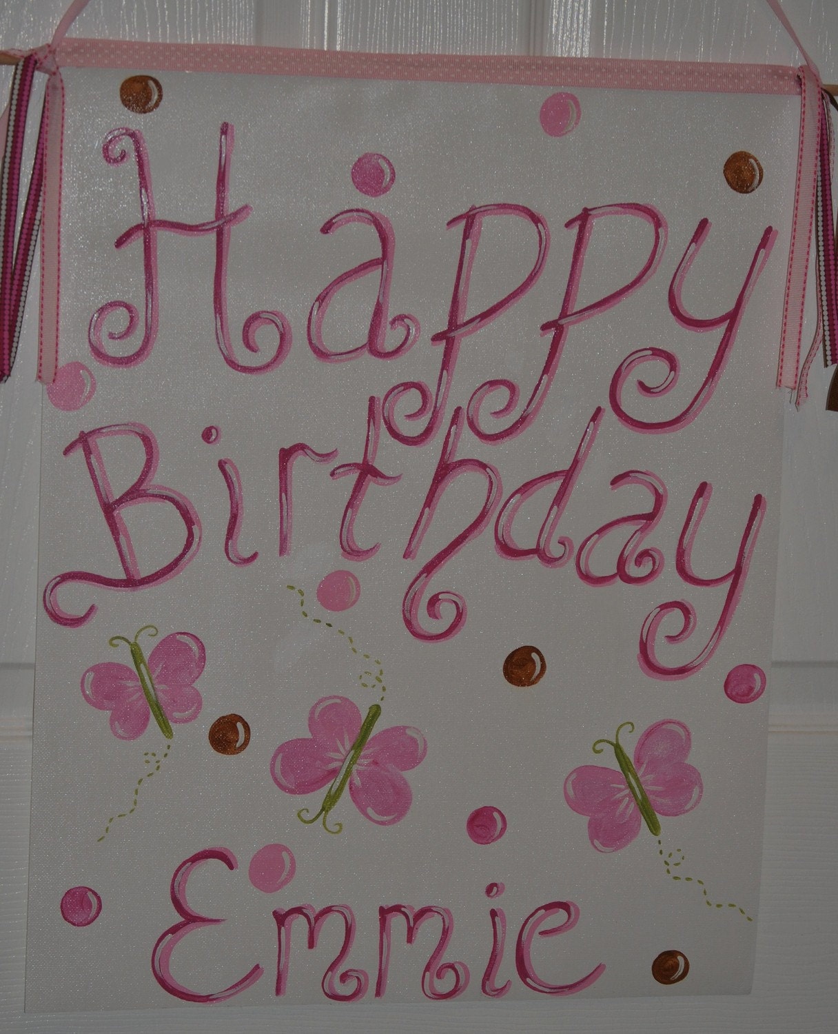 Canvas Hand Painted Happy Birthday Banner