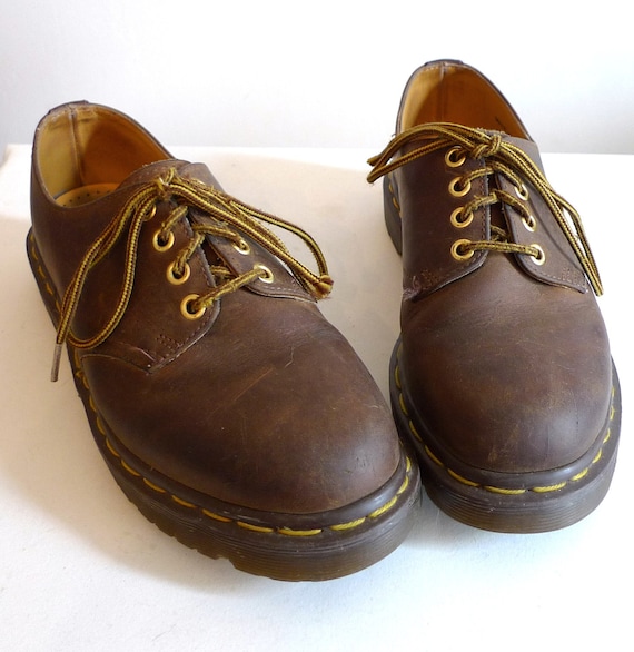 Sale Brown Doc Martens Grunge Four Eyelet Combat Mosh Pit