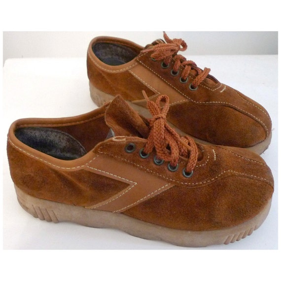 Items similar to SALE Vintage 70s Whiskey Platform Sneakers Oxford ...