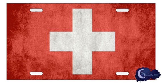 Swiss Flag Switzerland License Plate by InsomniacArts on Etsy