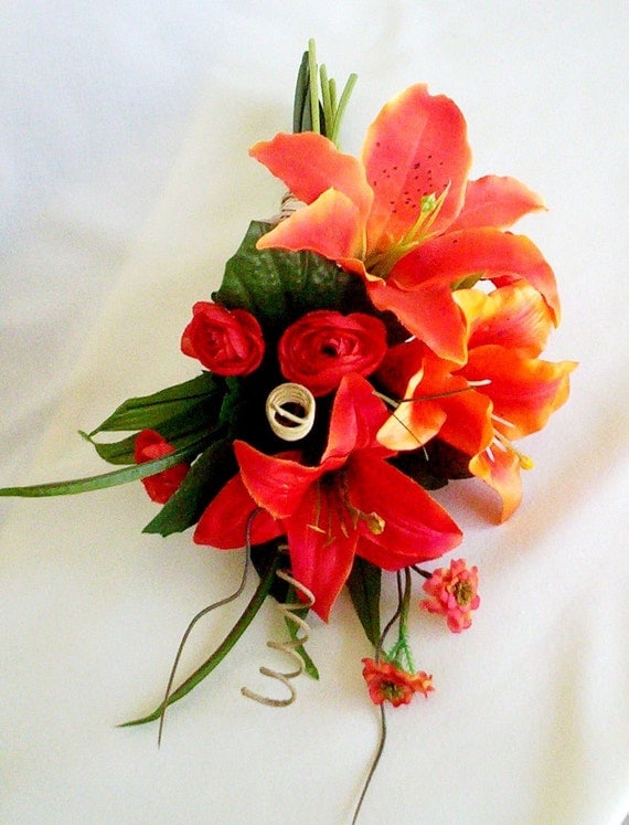 Destination Wedding Flowers artificial Orange Tiger Lily