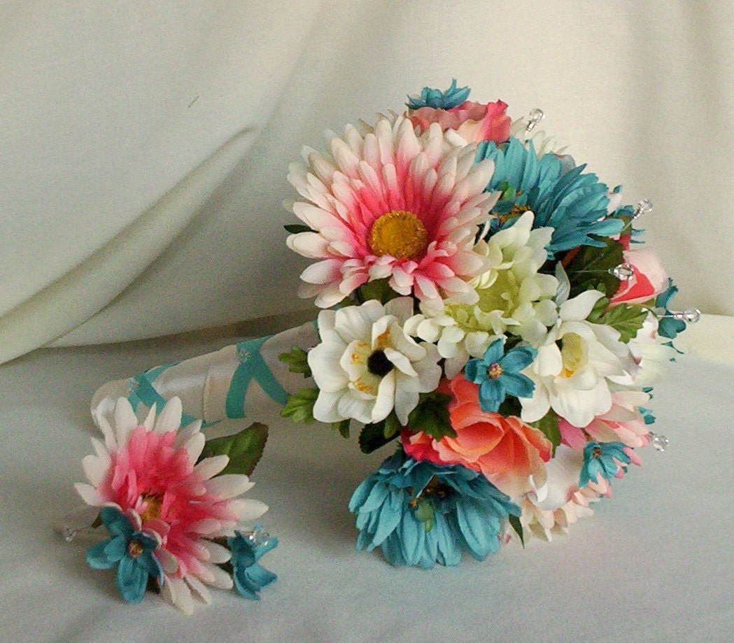 Guava Beach Bouquets Turquoise Coral Custom Paymentt for Tracy